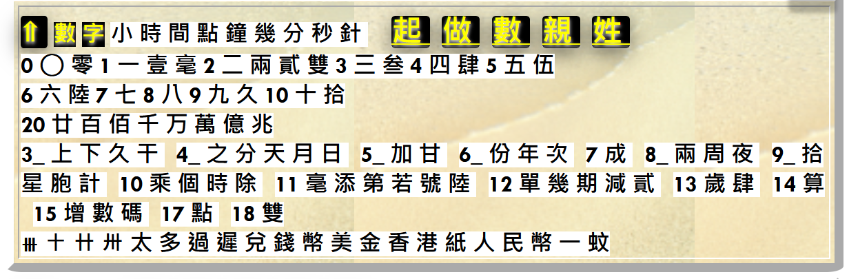 數目字 Numbering - 1 2 3